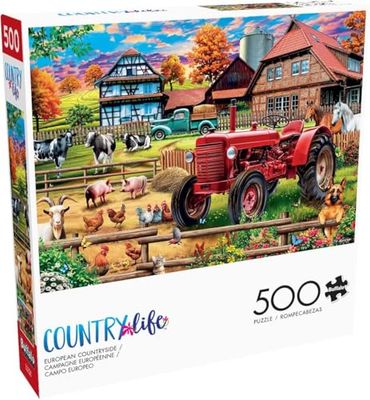 Buffalo Games - Country Life - European Countryside - 500 Piece Jigsaw Puzzle for Adults Challenging Puzzle Perfect for Game Nights - Finished Size 21.25 x 15.00