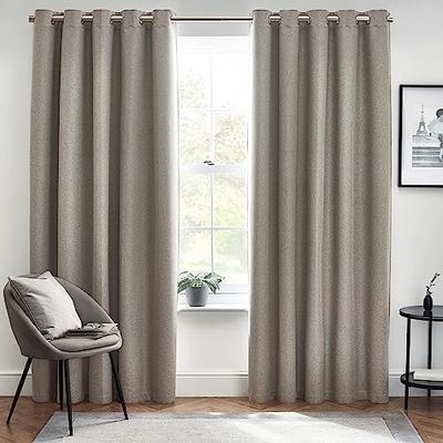 furn. Dawn Blackout Eyelet Curtains - Width x Drop - 117 x 183cm (46 x 72) - Grey