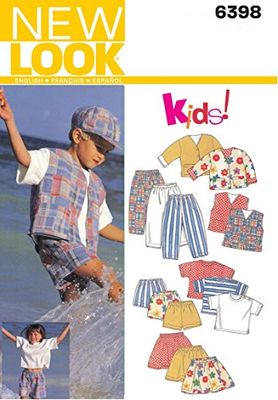 New look naaipatroon 6398: Kind Afzonderlijk, maat A, Papier, Wit, A (2-3-4-5-6-7)