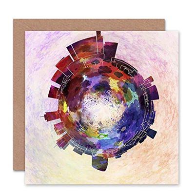 Wee Blue Coo KAART BEGROET WEINIG WERELD MILAN SKYLINE SPIRAL GIFT