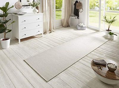 BT Carpet Nature - Alfombra de Cocina para Interiores y Exteriores, Antideslizante, Tejido Plano, Pelo Corto, Aspecto de Lana, Alfombra de Cocina para Pasillo, Cocina, jardín, terraza, baño, 80 x 350