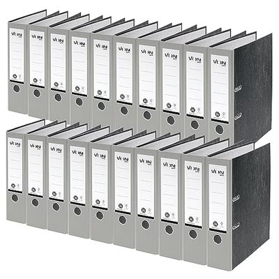 VON Leitz 10530085 Folder A4, 100% Recycled Paper, 80 mm Spine Width, for 600 Sheets, Blue Angel & FSC Certified, for School, Study & Home, Grey