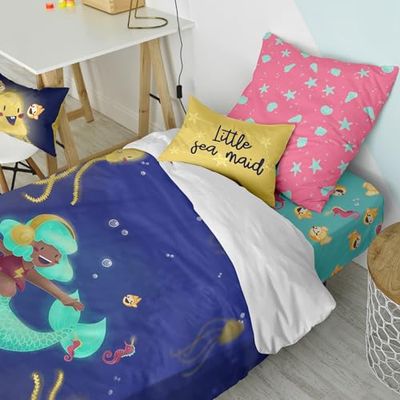 Happy mermaid Juego nórdico 2 piezas 140x200 cm (Cama 80)