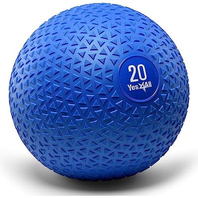 Yes4All Y7YF Slambal met gestructureerd oppervlak en duurzame rubberen schaal (zwart en blauw) - verkrijgbaar in 4,5, 6,8, 9, 11,3, 13,6, 18,1 kg (ik. blauw - 9 kg)