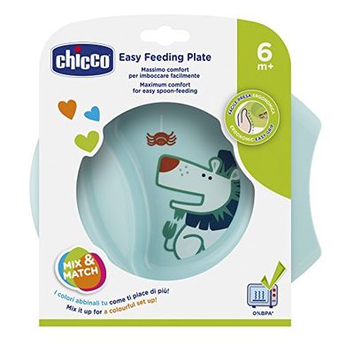 Chicco Easy Food Tallrik, Barnplatta med halkfri bas, Ergonomisk design, Avvänjningsplatta, 6M +, Baby