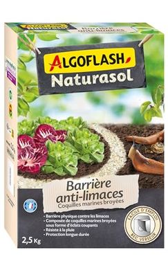 ALGOFLASH NATURASOL Barriera a lumace, a base di conchiglie marine frantumate, Made in Francia, 2.5 kg, BIOSLUG25A, nc