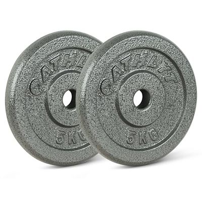 Athlyt 1-inch gietijzeren halterschijven, 2 x 5 kg, zwart