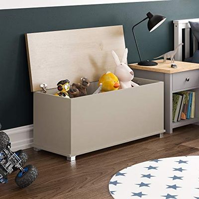 Vida Designs Arlington Boîte à Jouets en Bois avec Couvercle, couvertures et couvertures Gris
