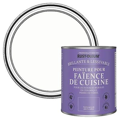Rust-Oleum Peinture Blanche Résistante à l'eau pour Faïence de Cuisine, Finition Brillante - Craie Blanche 750ml