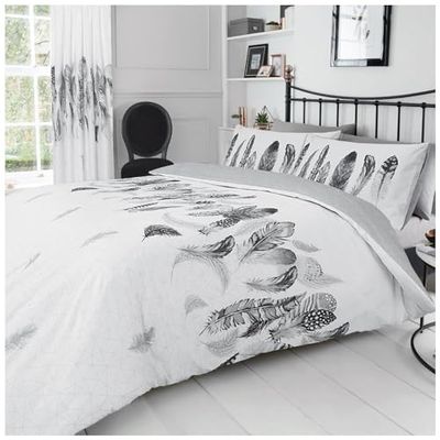 GC GAVENO CAVAILIA Easy Care Duvet Cover Printed Quilt Set Reversible Bedding, King, White, (244004)