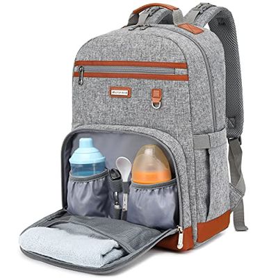 Diaper Bag Backpack, Unisex Baby Maternity Nappy Changing Bags, Multifunction Waterproof Large Capacity Travel Back Pack with USB Charging Port for Baby Boy and Baby Girl