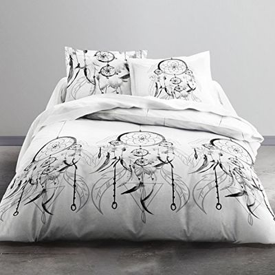 TODAY Juego edredón y 2 Fundas de Almohada, Algodón, Blanco, 200 x 200 cm