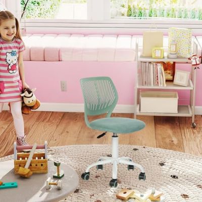 FurnitureR Chaise de Bureau pivotante à Hauteur réglable avec Petit Trou pour Chambre d'enfant ou Salle d'étude, Vert Molandi