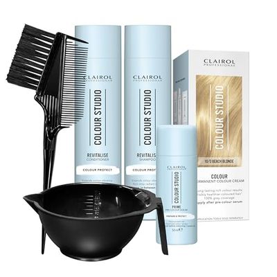 Clairol Professional Colour Studio Permanent Colour Cream Hair Dye | Long-lasting Rich Tones | 100% Grey Coverage | Hair Colouring Kit | 3-step Routine with Accessories | 11/1 Cool Porcelain