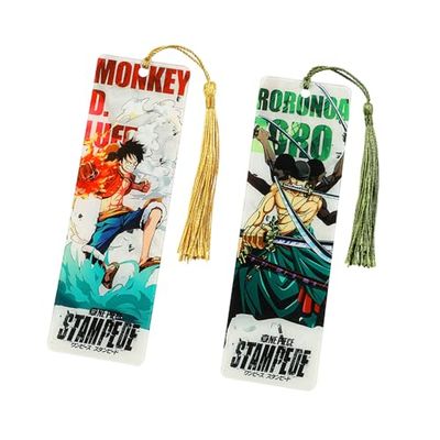 Cartoon Anime Series Bookmark - Luffy Sauron Zorro Dragonball Acrylic Bookmarks, Gift Collection for Anime Lovers, Reading Gifts for Book Lovers Bookworms (2Pcs Onepiece A)