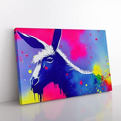 Colourful Donkey Art Vol.2 Abstract Canvas Wall Art Print Ready to Hang, Framed Picture for Living Room Bedroom Home Office Décor, 60x40 cm (24x16 Inch)