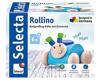 Rollino 61073 - Sonajero con sonajero (Madera, 7,5 cm), Color Azul