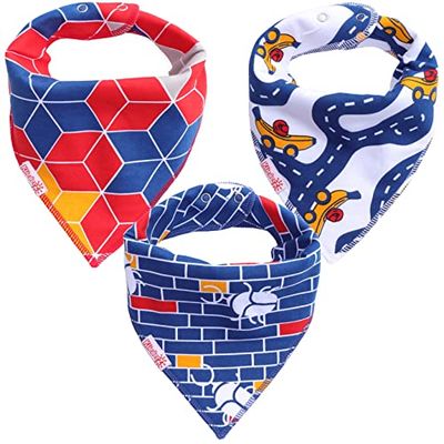 Bandana puntsslab KliederZ | kwijl slabbetjes jongens | set 3 stuks baby slabbers