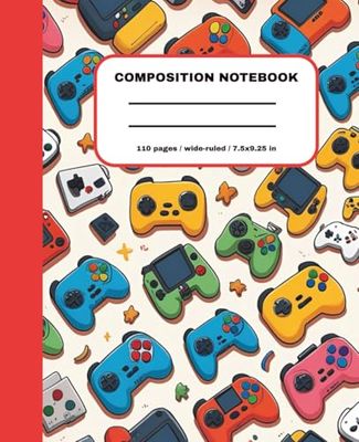 Composition Notebook | Wide Ruled | 110 pages, 7.5 x 9.25 inches: Video Game Themed Notebook | Perfect for School, Journaling, & Handwriting