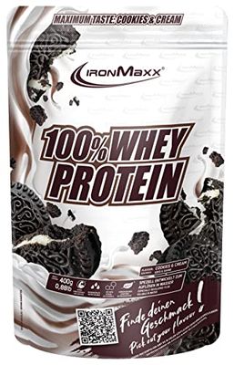 IronMaxx 100% Whey Protein 400g - Cookies et Crème Sachet de | Protéine de lactosérum soluble dans l'eau, réduite en sucre | de nombreuses saveurs différentes