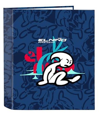 Safta El Bambino Paradise – Cartellina a 4 anelli, ideale per bambini di diverse età, comoda e versatile, qualità e resistenza, 27 x 6 x 33 cm, colore blu marino, Blu navy, Estándar, Casual