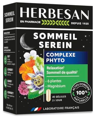 HERBESAN® - NOCTAPHYT SOMMEIL SEREIN - Sommeil paisible, réveil nocturne - Sans mélatonnine -100% plantes - 45 gélules
