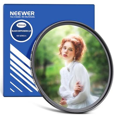 NEEWER Filtro Black Diffusion 1/4 da 58mm con Effetto Cinematografico Sognante Morbido, Ultra Sottile/Idrorepellente/Antigraffio/Vetro Ottico/Rivestimenti Multipli Nano per Video Vlog Foto di Ritratti