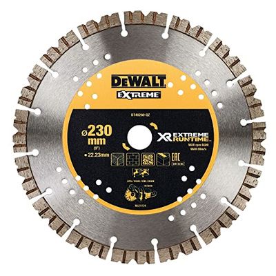 DEWALT DT40260-QZ - Folha de diamante extrema RUNTIME 230 mm, para corte em betão, compatível com cortador de betão de 54 V, velocidade de sopro de 209 km/h