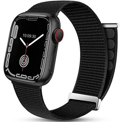 Mastten Sportgesp armband compatibel met Apple Watch 38 mm 40 mm 41 mm, nylon armbanden voor mannen en vrouwen, verstelbare gevlochten reserveband voor iWatch Series 8 SE 7 6 5 4 3 2 1, zwart