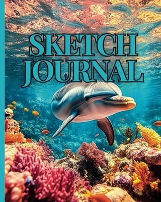 Dolphin Sketch Journal Notebook: Plain And Lined Paper Combo For Kids, Boys And Girls Who Like Drawing And Journaling (Softcover)
