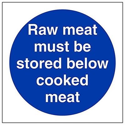 Vsafety "viande crue doit être Dessèchement viande cuite" Sign, (lot de 3), 100 mm x 100 mm, 3