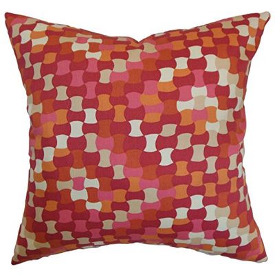 The Pillow Collection Gaya Housse de Coussin géométrique, Coton, Rose, 2965 x 2965 x 1034 cm