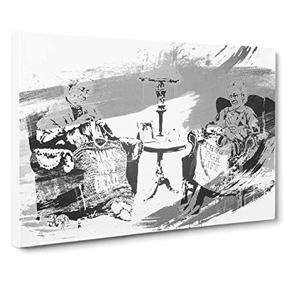 Banksy Postmortem Punks Not Dead Graffiti Vol.1 V1 Modern Canvas Wall Art Print Ready to Hang, Framed Picture for Living Room Bedroom Home Office Décor, 20x14 Inch (50x35 cm)