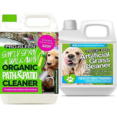 Pro-Kleen Simply Spray and Walk Away Organic Path and Patio Cleaner Concentrate Fluid & Artificial Grass Cleaner for Dogs and Pet Friendly Cruelty Free Disinfectant with Deodoriser 4 in 1, green