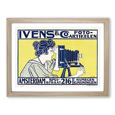 Ivens And Co By Johann Georg Van Caspel Vintage Advertisement Framed Wall Art Print, Ready to Hang Picture for Living Room Bedroom Home Office Décor, Oak A4 (34 x 25 cm)