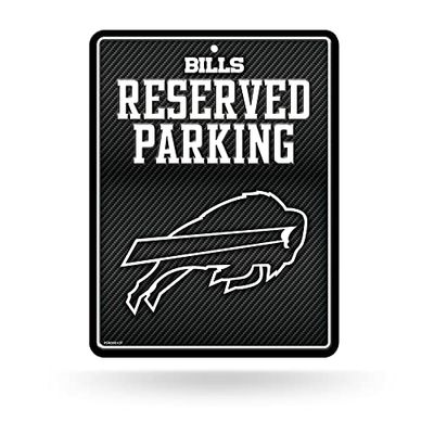 Rico Industries NFL Buffalo Bills - Señal de estacionamiento de metal de fibra de carbono de 8.5 x 11 pulgadas, ideal para cueva de hombre, dormitorio, oficina, decoración del hogar