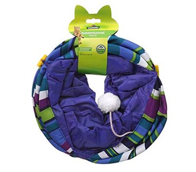Dehner Túnel para Gatos Color XL, diámetro 25 cm, Longitud 90 cm, poliéster, Azul