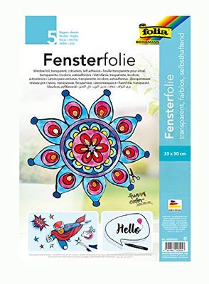 folia 450300/5 - raamfolie kleurloos, zelfklevend, ca. 35 x 50 cm, 5 vellen - ideaal als sjabloongebogen voor raamfoto's, Window Color