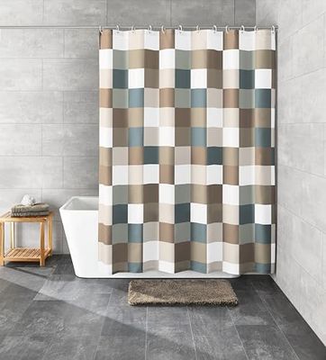 Kleine Wolke Comprobar Cortina de Ducha, Poliéster, marrón Topo, 180 x 200 cm