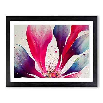 Popular Flower Splash Abstract H1022 Framed Print for Living Room Bedroom Home Office Décor, Wall Art Picture Ready to Hang, Black A3 Frame (46 x 34 cm)