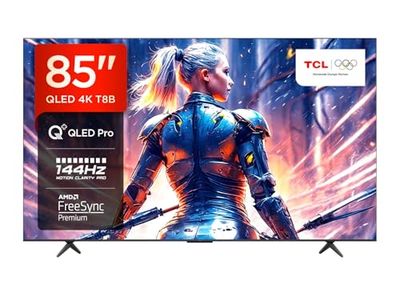 TCL 85T8B, TV QLED 85”, 4K Ultra HD, Google TV (Dolby Vision, Audio ONKYO 2.1 con Dolby Atmos, Controllo vocale hands-free, compatibile con Google assistant & Alexa, AirPlay2)