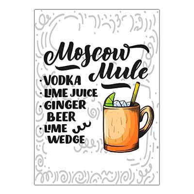 Arterby's® - Premium Poster Quadro Cornice Tela Canvas Dipinto Mood - Illustrazione Ingredienti Drink Cocktail Bar Pub - Made in Italy - HD Poster (senza cornice) 70x100 cm A0019 D0010