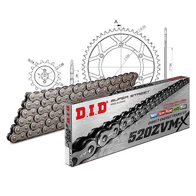 Kettingset DID staal 520ZVM-X / 114 eindeloos voor Husqvarna WR 125 cc Bj. 1992-1994