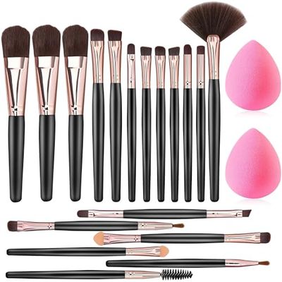 Set Pennelli Trucco Professionale 18 Pezzi, Pennelli Make Up Premium per Fondotinta, Correttore e Contouring, Con Custodia Porta Pennelli, Ideale per Principianti e Professionisti (Rosa Oro)