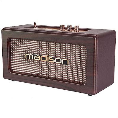 Madison - FREESOUND-VINTAGE-WD - Altavoz vintage con batería con USB, Bluetooth y AUX-IN - 2 x 10W - Acabado madera