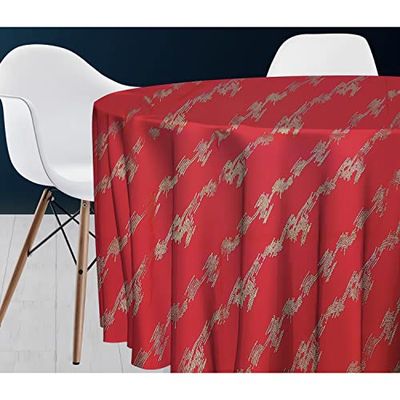 Soleil d'ocre Comete Tablecloth, Polyester, Red, Diameter 180 cm