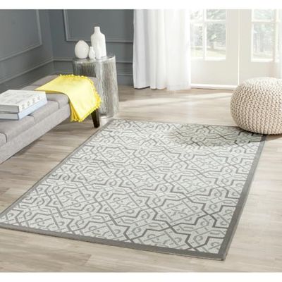 SAFAVIEH Tapis Contemporain Pour Salon, Salle à manger, Chambre à coucher - Courtyard Collection, Tapis à poil court, Gris clair et anthracite, 122 X 170 cm