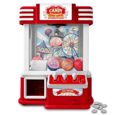 MikaMax Candy Grabber Deluxe Machine de préhension automatique et pièces de rechange, machine à bonbons avec boules surprises, machine de préhension avec musique réglable et lumières LED, fonctionne