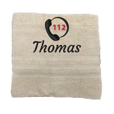 Asciugamano personalizzato con nome e nome del lavoro Nome splendidamente ricamato Asciugamano da bagno Asciugamano in cotone 100% Asciugamano da bagno con nome (140 x 70 cm, 112)