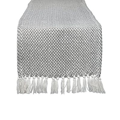 DII Runner da tavola in 100% cotone lavorato a maglia, grigio, 15 x 72 cm